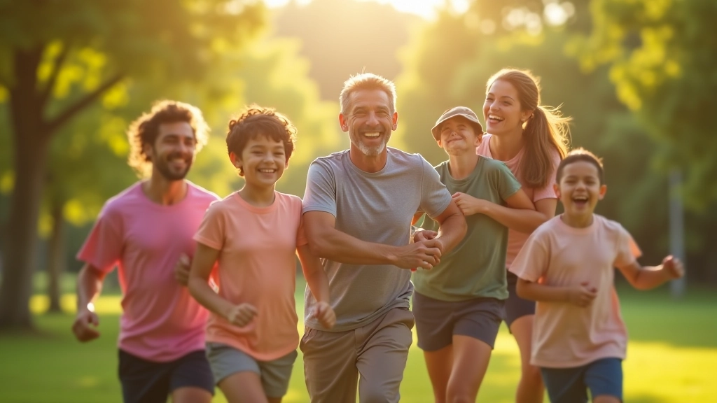 Ebeveynler ve çocuklar spor etkinliğinde birlikte eğlenirken, mutlu yüzler ve işbirliği